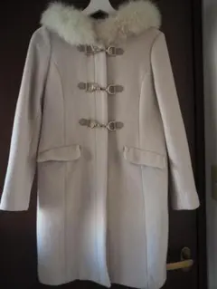 最終値下げ ミッシュマッシュ ロングダッフルコート フォックスファー ホワイト