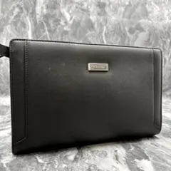 【美品】Burberry バーバリー　クラッチバッグ　レザー　ブラック　メンズ