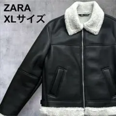 美品　ZARA フェイクムートンジャケット　XLサイズ　ブラック