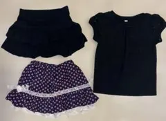 水玉と黒のフリルスカート95㎝とトップスセット 100cm 3枚セット