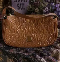 美品✨アナスイ　メアリー　バタフライ型押し　ショルダーバッグ 茶　ヌメのサムネイル