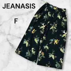 ジーナシス ボトムス ワイドパンツ 【F】 ブラック 総柄 花柄 ウエストゴム