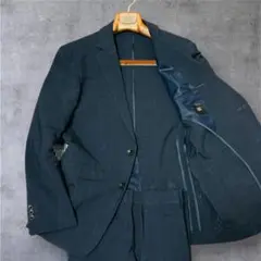 スーツセレクト 4S 洗える セットアップ A5 ネイビー 格子柄 ストレッチ