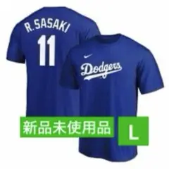 NIKE ドジャース 佐々木朗希 ネーム＆ナンバー Tシャツ ブルー　L 半袖のサムネイル