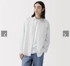 無印良品 ヘンプコットン長袖シャツ ストライプ Lサイズのサムネイル