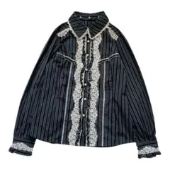 axes femme 2WAYレースストライプブラウス 付け襟 黒　パールのサムネイル