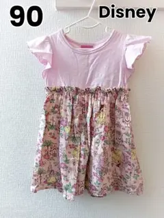 【ディズニー】プリンセス　フリル袖ワンピース　ピンク　90　コストコ