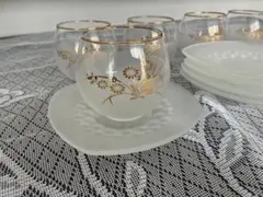 受け皿付き　冷茶グラス　水差し　セット　5客セット　昭和レトロ