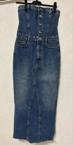 ZARA デニムベアワンピース Sサイズ　ナロースカート
