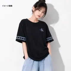 カルバンクラインCKロゴラインTシャツ 黒 レディースL相当