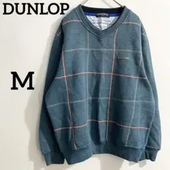 ダンロップコレクション メンズ セーター M ブルー チェック柄 ニット ゴルフのサムネイル
