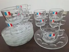 フランス製arcorocアルコロック 耐熱ガラス カップ＆ソーサー10客　未使用
