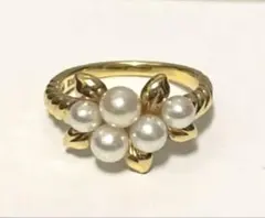 良品　TASAKI ベビーパール　K18 金　デザインリング　真珠