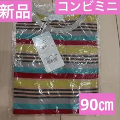 新品コンビミニ半袖Tシャツ マルチボーダー 90cm赤青黄色緑のサムネイル