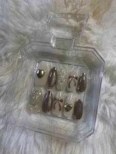 ネイルチップ 10個セット ベージュ ブラウン