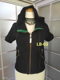 a*様 LB-03 ★半袖黒パーカー グリーンテープ ゴールドプレート平成 Bガのサムネイル