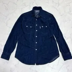 ブルーブルー　デニムシャツ　ダークブルー 【サイズ0】 日本製　綿100% 美品