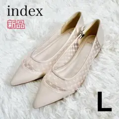 【新品/タグ付き】index レース　メッシュ フラットパンプス L 白 結婚式のサムネイル