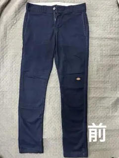 Dickies ネイビー ダブルニースキニーストレートパンツ