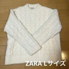 ZARA ホワイト ケーブルニットセーター