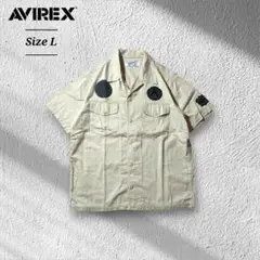 雰囲気系AVIREXアヴィレックス半袖ワークシャツミリタリーヘリボーンベージュL