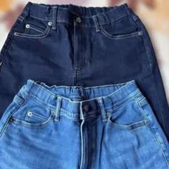 UNIQLO ストレートパンツ 150cm 2本セット　濃紺・薄青