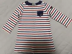 DOUBLE.B ミキハウス　ストライプ 長袖 ワンピース 90センチ