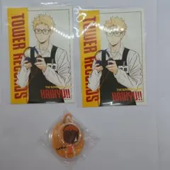 ハイキュー!!月島蛍 ポストカード2枚とヒナガラスキーホルダーセット