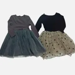 くすみカラー 星柄チュールワンピ 110相当 2枚セット　まとめ　女の子　可愛い