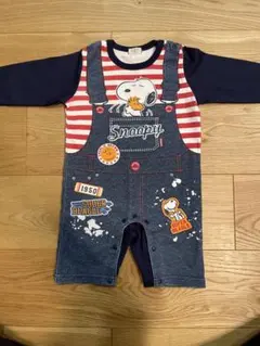 スヌーピ　長袖ロンパース70