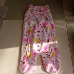 ピンク フリース おくるみ クマ耳付き