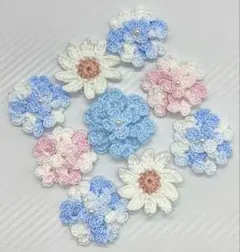 手編み かぎ針編み レース編み モチーフ 紫陽花 花 パーツ ハンドメイド