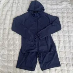 美品☆UNIQLOユニクロ☆UVカット☆パーカー上下セット☆メンズM☆紺ネイビーのサムネイル