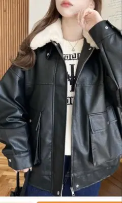 フェイクレザーブルゾン レディース未使用M