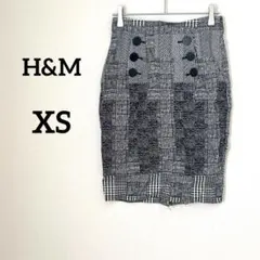美品✨ H&M 【XS】 チェック柄 タイトスカート 白 黒 タイト スカートのサムネイル