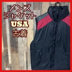 ベスト ブラック メンズ ナイロン L リバーシブル 古着 長袖 ジャケット