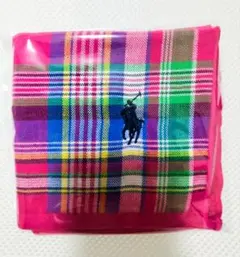 【ラルフローレン】チェック柄 タオルハンカチ ピンク