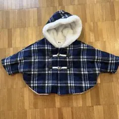 チェック柄 フード付き　ポンチョ　アウター