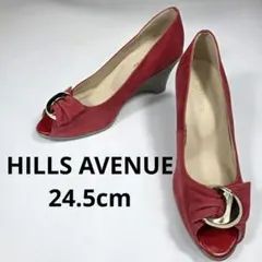 HILLS AVENUE 赤 オープントゥ ウェッジヒール ヒルズアヴェニュー
