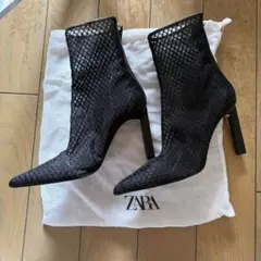 ZARA メッシュ ポインテッドトゥ ブーツ ブラック　ザラ　37
