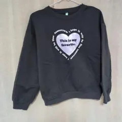 黒のハートプリント長袖カットソー