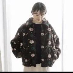 POUDOUDOU フラワージャガードボアブルゾン