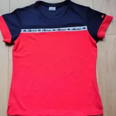 ellesse テニスウエア Lサイズ ストライプ 濃いオレンジ・ネイビー