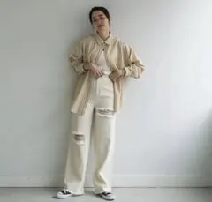 ユニセックスストライプシャツ　Unisex striped shirtのサムネイル