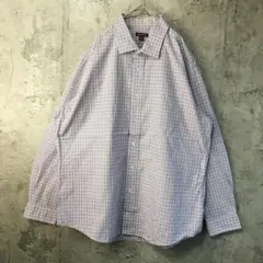 B1121古着　シャツ　長袖　白　紫　90s Y2K