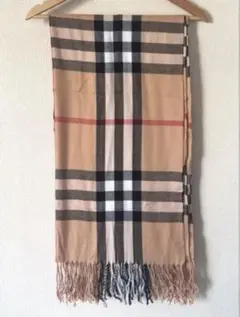 【良品】マフラー/ストール フリンジ付きチェック柄