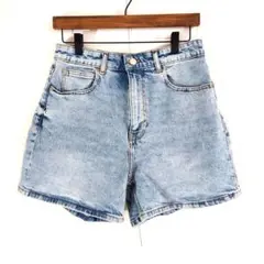 ザラ（EUR38）ライトブルー デニム ショートパンツ ハイウエスト ポケット