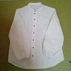 ノーカラーシャツ 　パフ　綿混　Maison de Beige　日本製　サイズ2のサムネイル