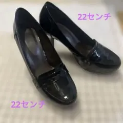 エナメル ブラック ハイヒール 厚底　ローファーのサムネイル