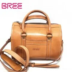 BREE 2way ヌメ革 レザー ミニボストンバッグ ショルダー キャメル